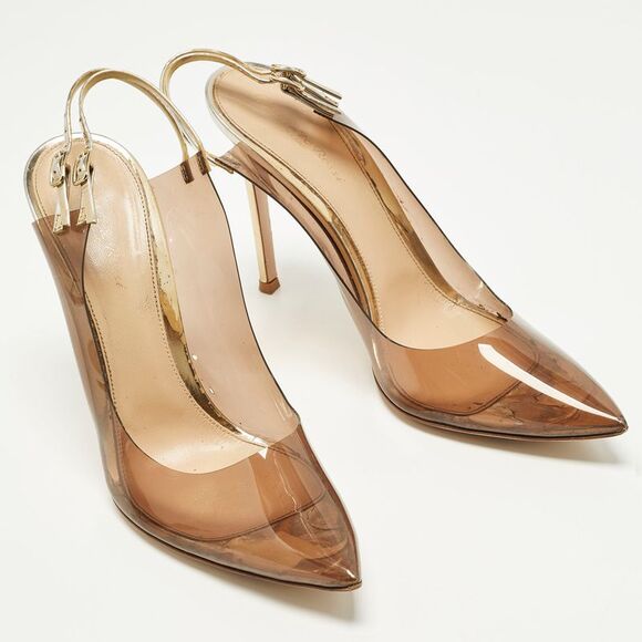 Gianvito Rossi Kyle Size 41 Tricolor Leather And Pvc Slingback Pumps - Picture 4 of 7